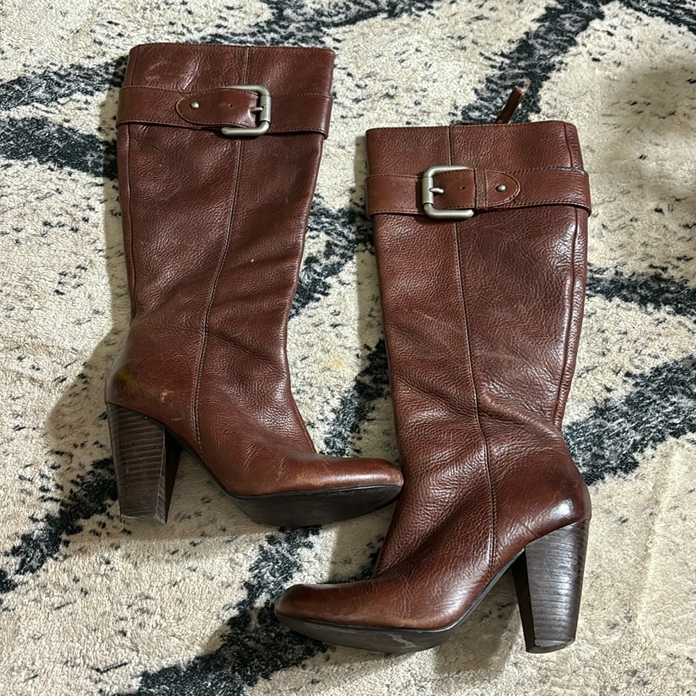 Fossil brown leather knee high boots size 7